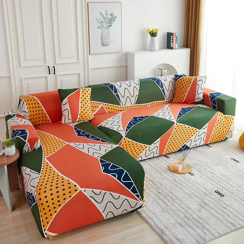 Corner Sofa Cover - Geo Chic - Adaptable & Expandable - The Sofa Cover Crafter 