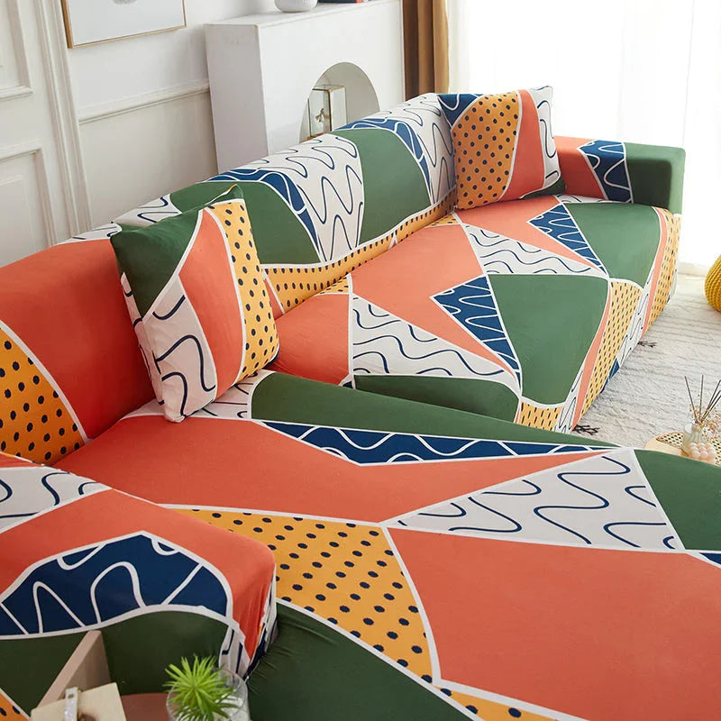 Corner Sofa Cover - Geo Chic - Adaptable & Expandable - The Sofa Cover Crafter 