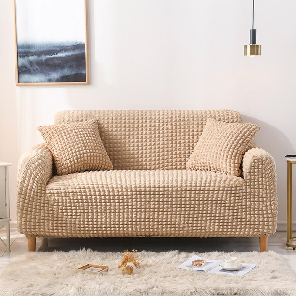 Sofa Cover - Bubble Fabric - Beige - Adaptable & Expandable - The Sofa Cover Crafter