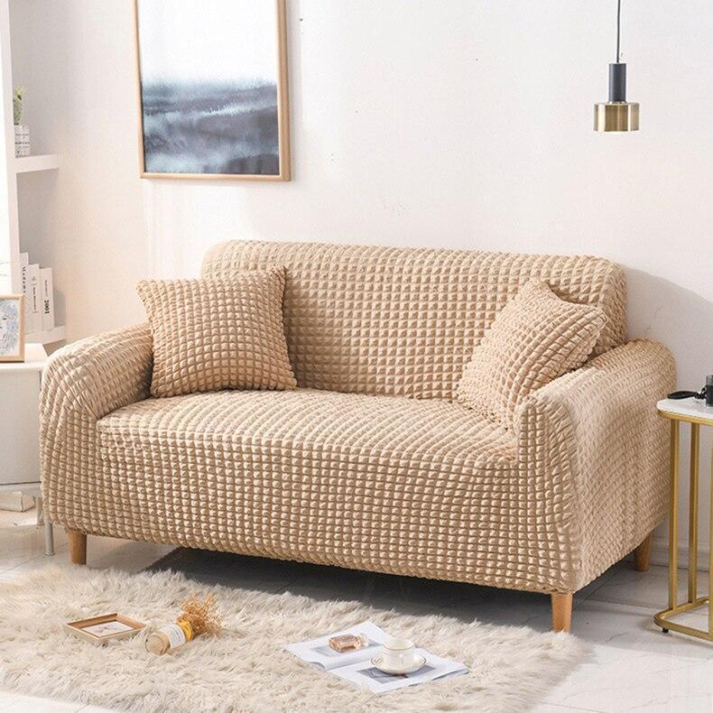 Sofa Cover - Bubble Fabric - Beige - Adaptable & Expandable - The Sofa Cover Crafter