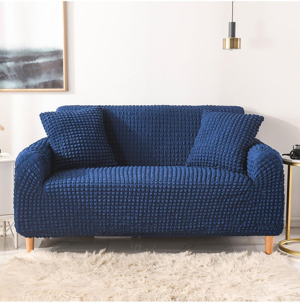 Sofa Cover - Bubble Fabric - Dark Blue - Adaptable & Expandable - The Sofa Cover Crafter 