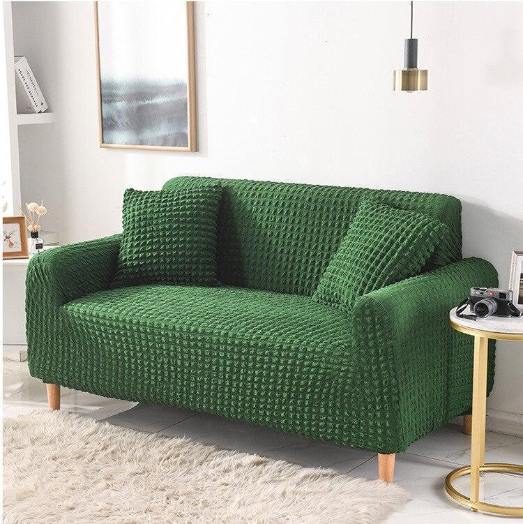 Sofa Cover - Bubble Fabric - Forest Green - Adaptable & Expandable - The Sofa Cover Crafter 