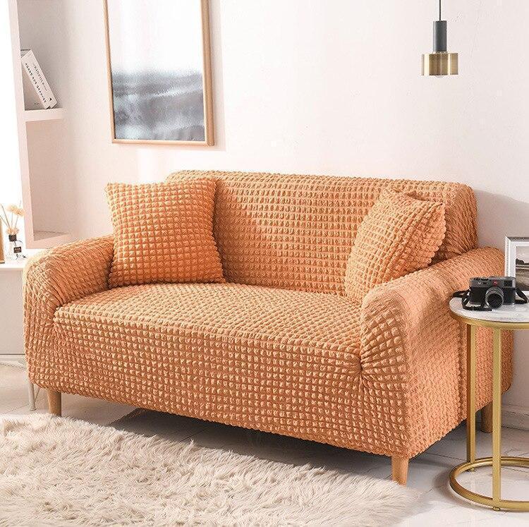 Sofa Cover - Bubble Fabric - Orange - Adaptable & Expandable - The Sofa Cover Crafter 