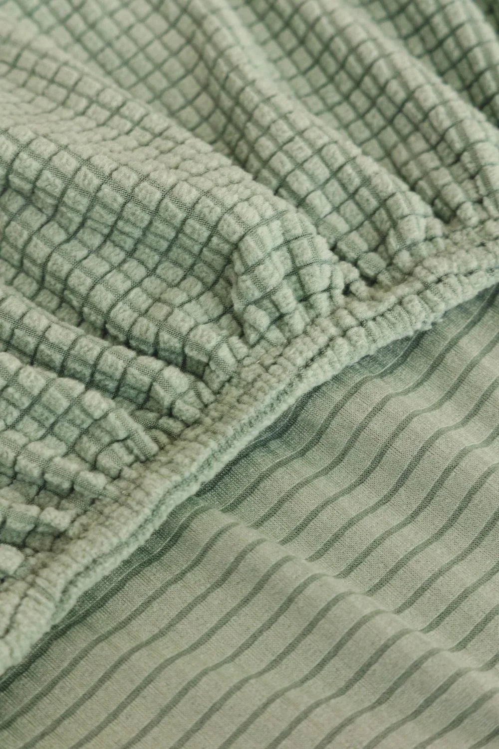 Sofa Cover - Narrow Jacquard - Light Green - Adaptable & Expandable - The Sofa Cover Crafter 