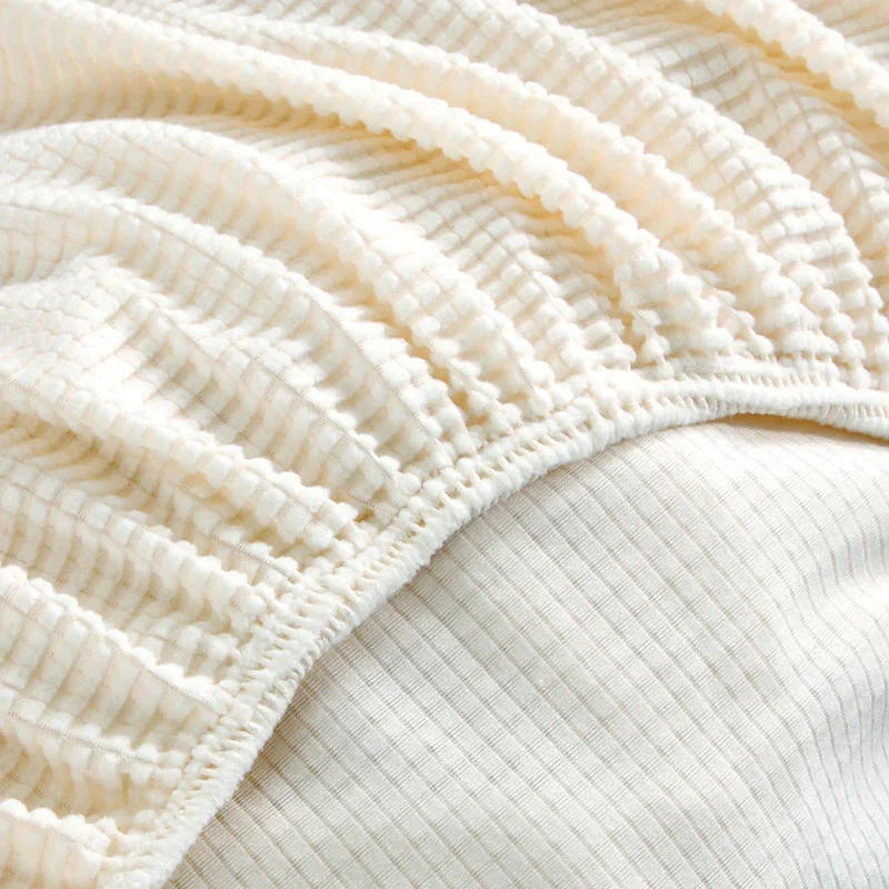 Sofa Cover - Narrow Jacquard - White - Adaptable & Expandable - The Sofa Cover Crafter 