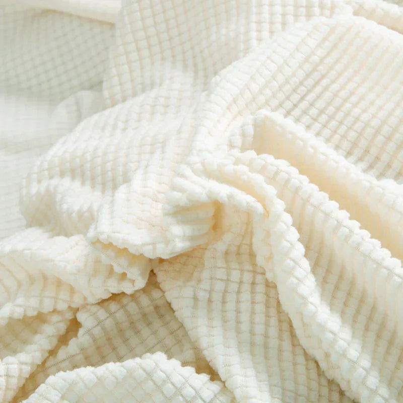 Sofa Cover - Narrow Jacquard - White - Adaptable & Expandable - The Sofa Cover Crafter 
