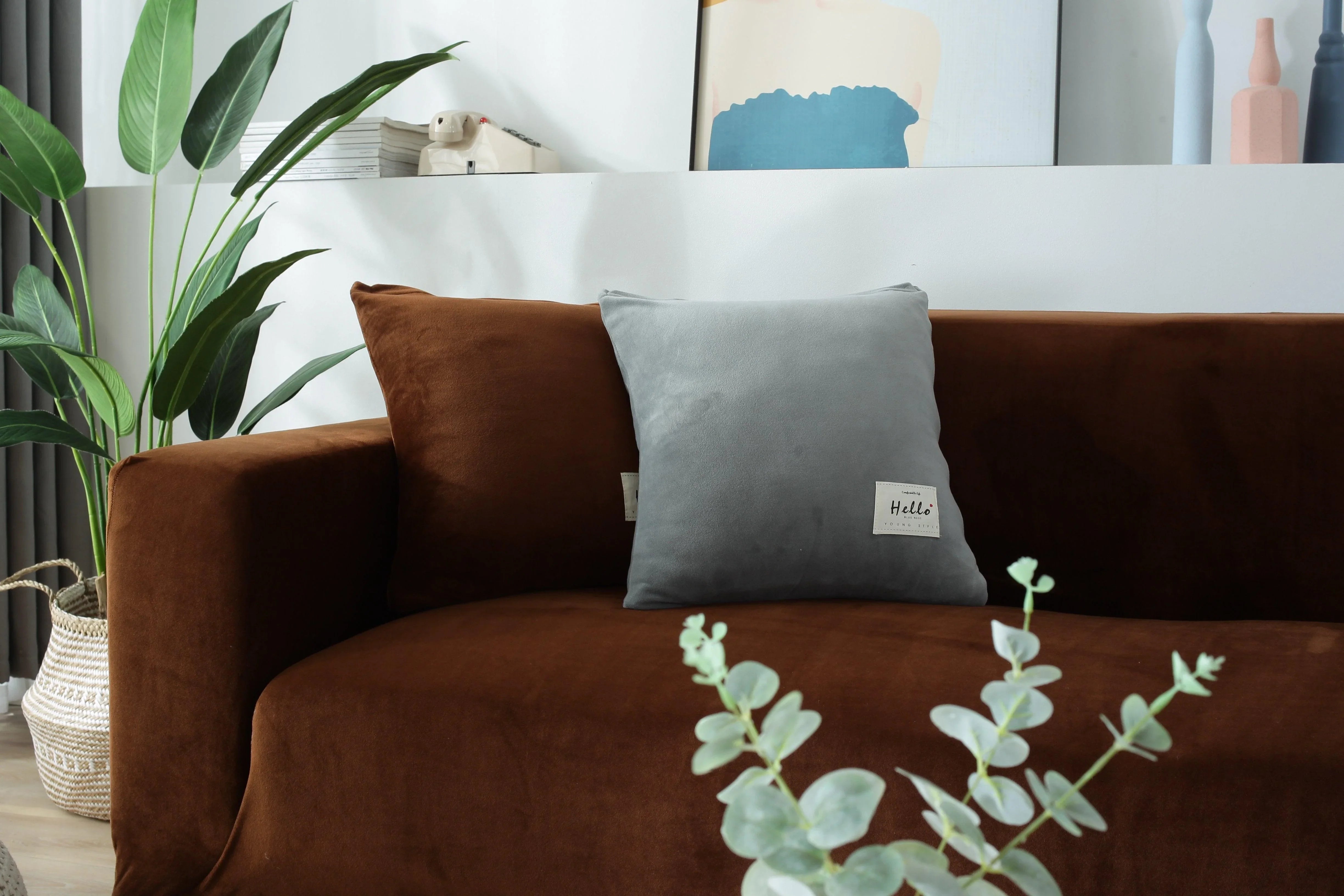 Sofa Cover - Velvet - Brown - Adaptable & Expandable - The Sofa Cover Crafter 