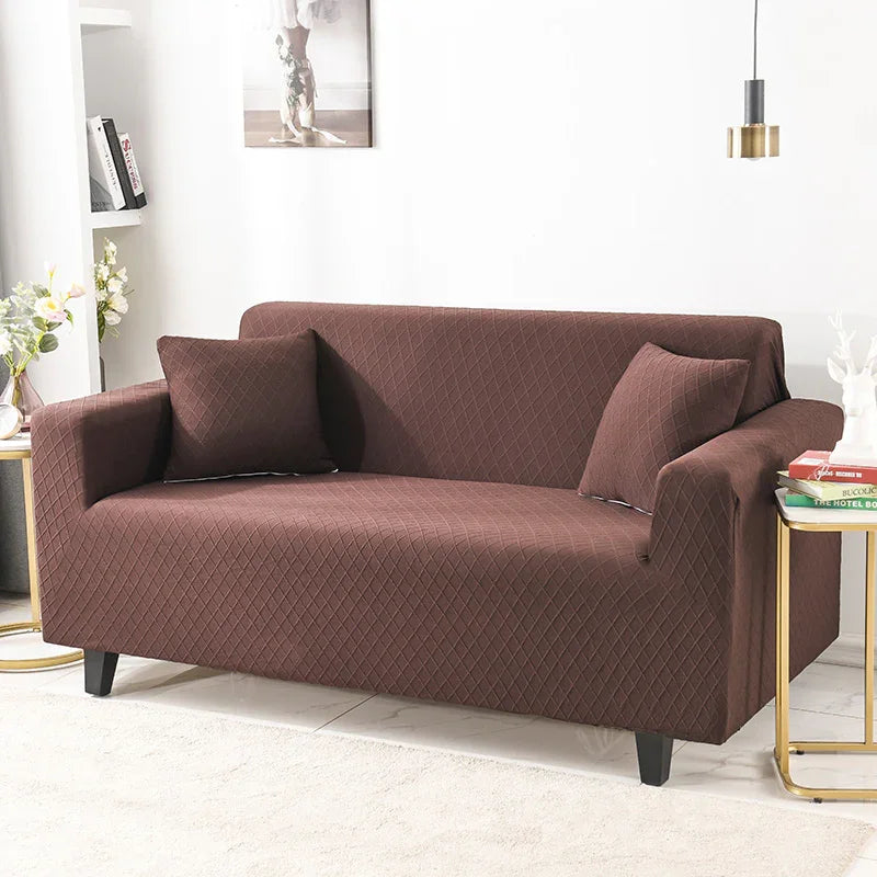 Sofa Cover - Wide Jacquard - Brown - Adaptable & Expandable - The Sofa Cover Crafter 