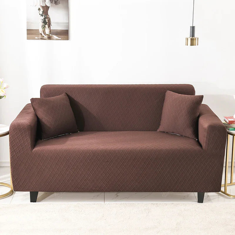 Sofa Cover - Wide Jacquard - Brown - Adaptable & Expandable - The Sofa Cover Crafter 