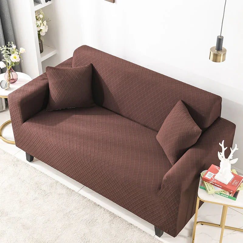 Sofa Cover - Wide Jacquard - Brown - Adaptable & Expandable - The Sofa Cover Crafter 