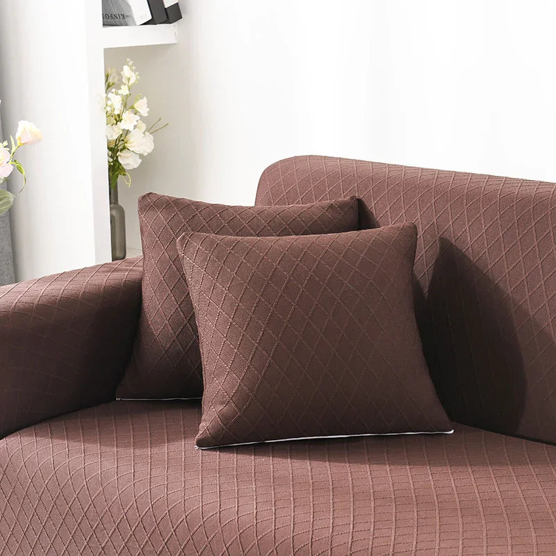 Sofa Cover - Wide Jacquard - Brown - Adaptable & Expandable - The Sofa Cover Crafter 