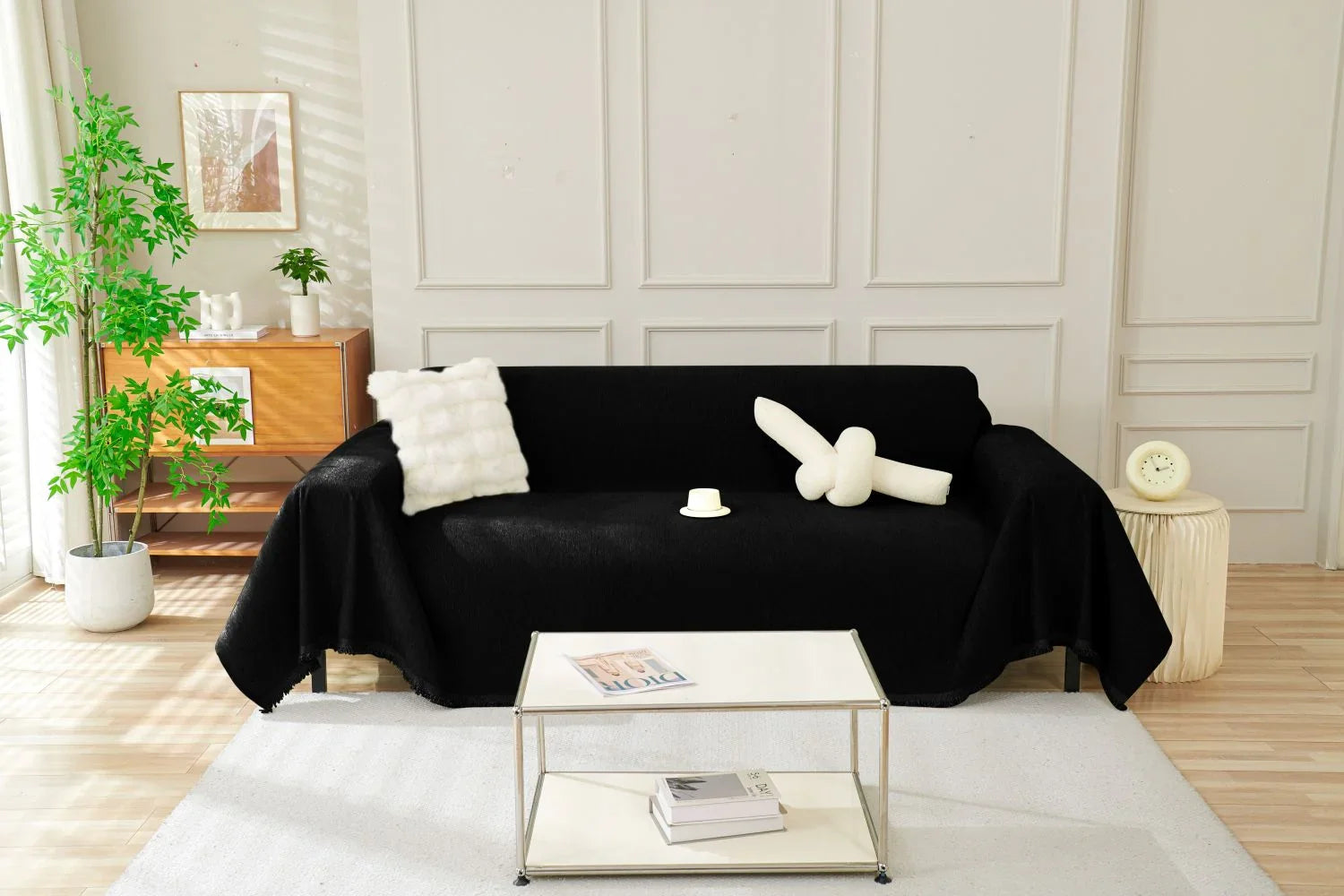 Sofa Throw - Elligate - Black - The Sofa Cover Crafter 