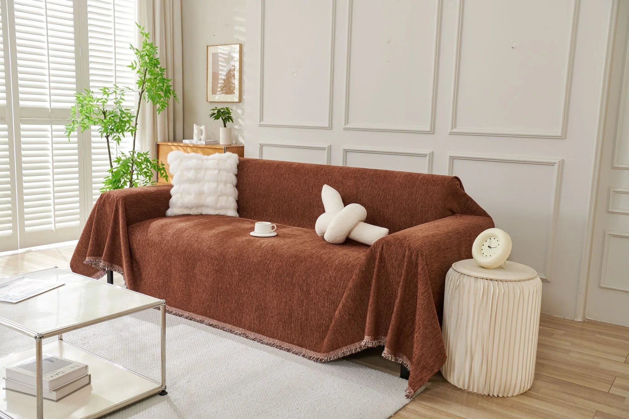 Sofa Throw - Elligate - Chocolate - The Sofa Cover Crafter 