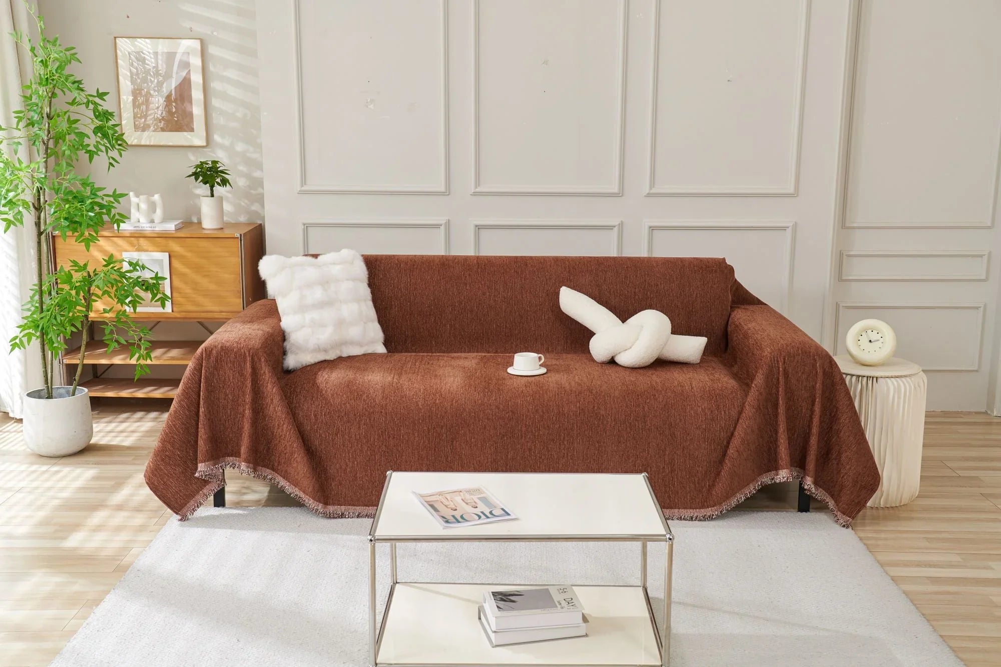 Sofa Throw - Elligate - Chocolate - The Sofa Cover Crafter 