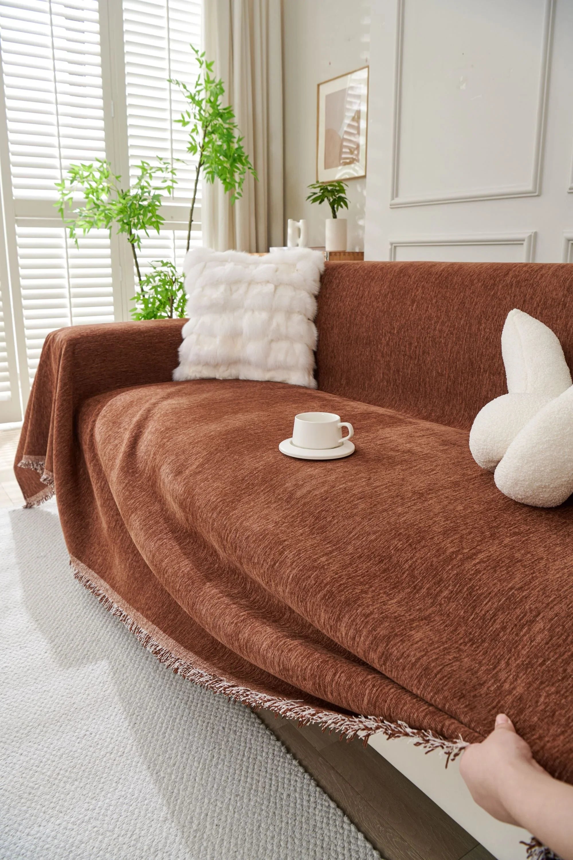 Sofa Throw - Elligate - Chocolate - The Sofa Cover Crafter 