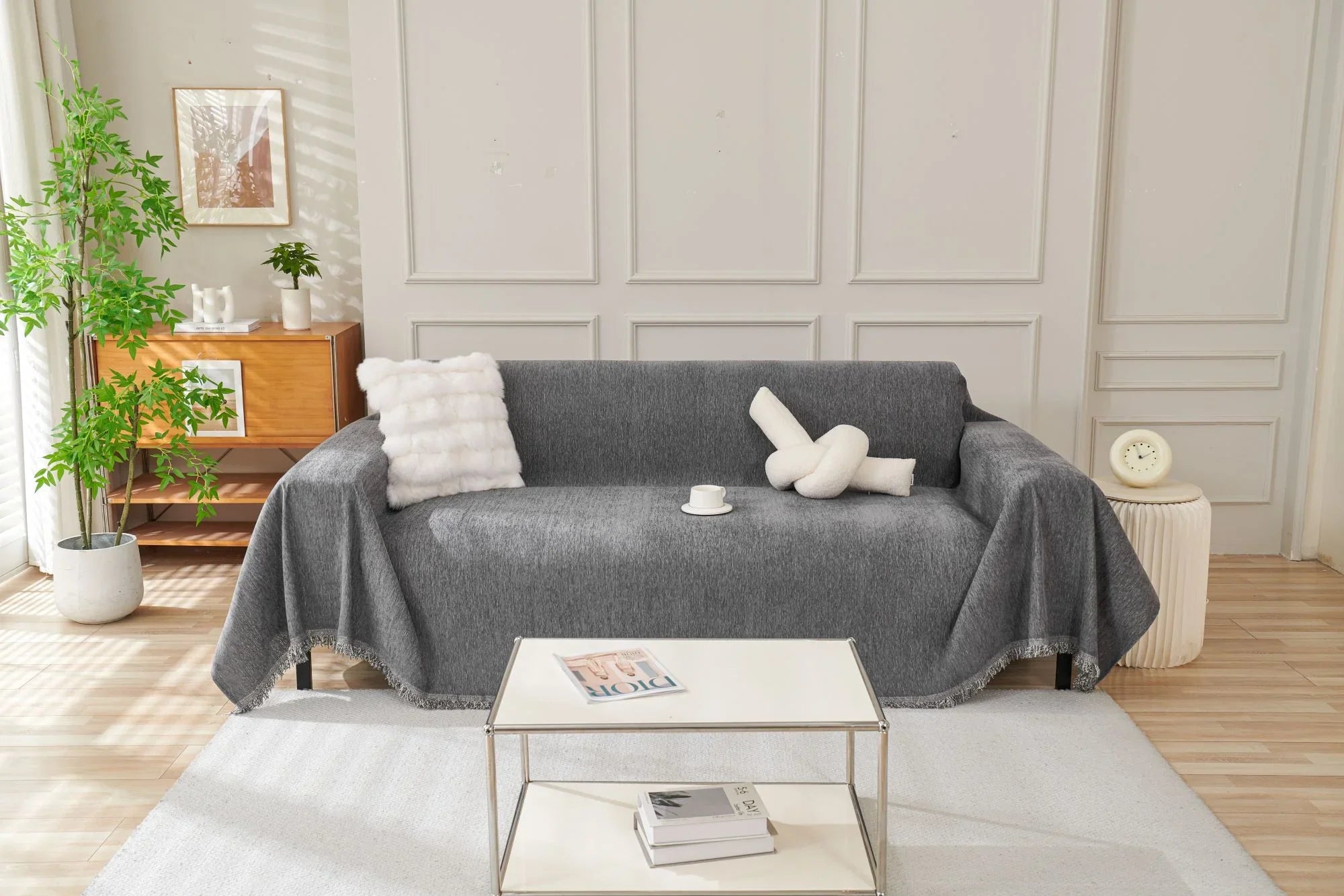 Sofa Throw - Elligate - Dark Gray - The Sofa Cover Crafter 