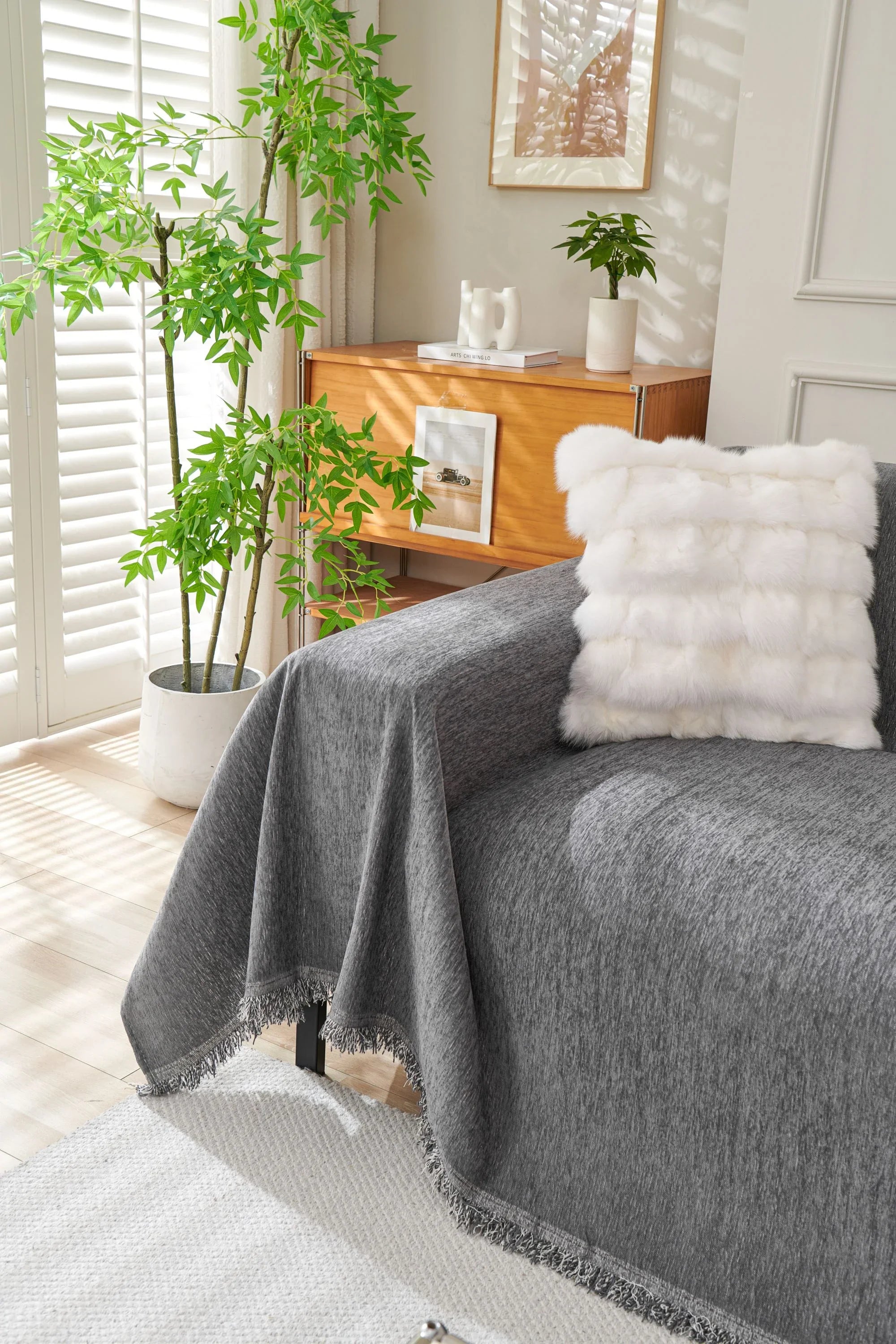 Sofa Throw - Elligate - Dark Gray - The Sofa Cover Crafter 