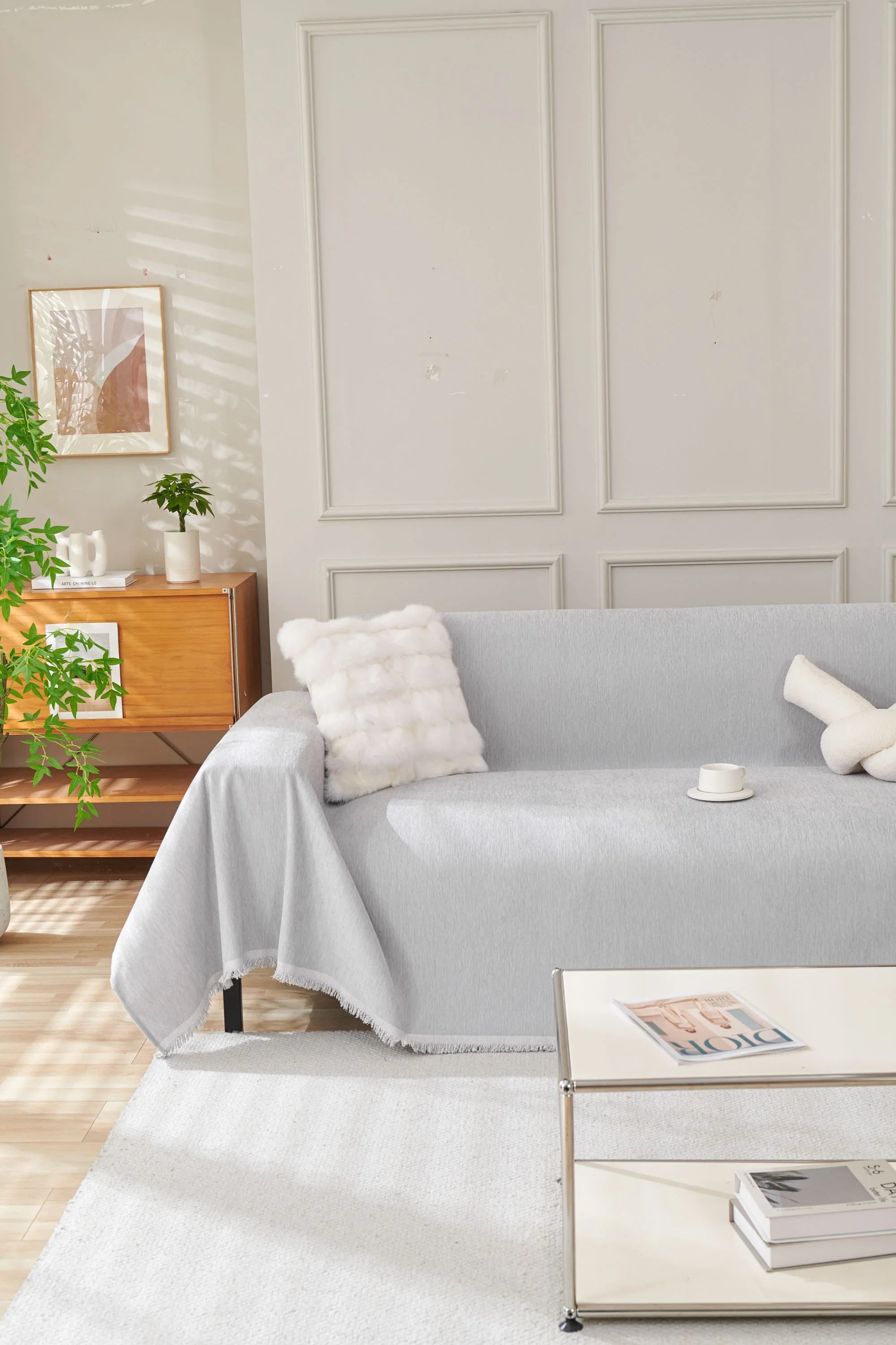 Sofa Throw - Elligate - Light Gray - The Sofa Cover Crafter 