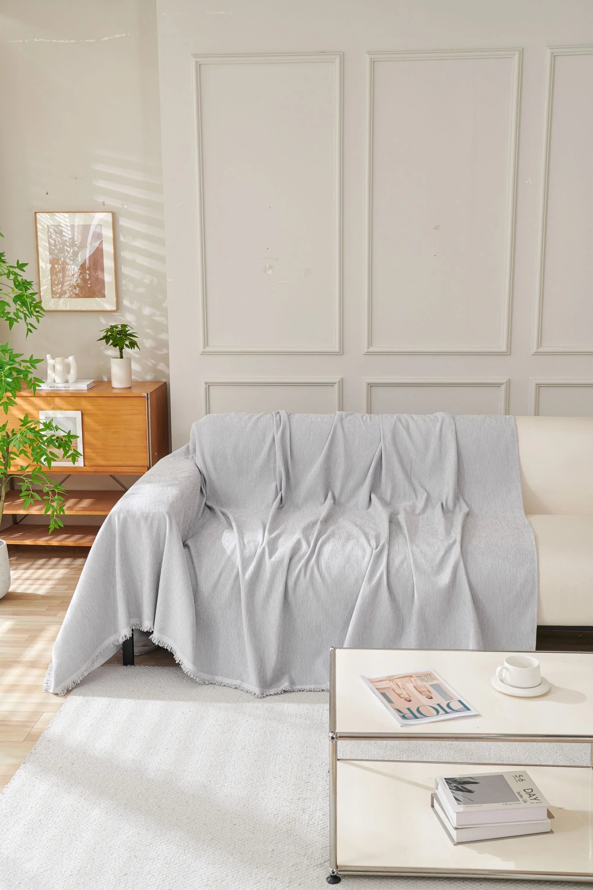 Sofa Throw - Elligate - Light Gray - The Sofa Cover Crafter 