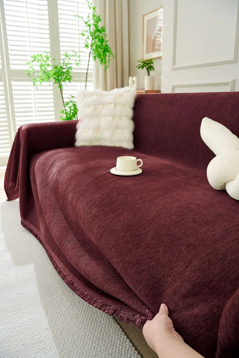 Sofa Throw - Elligate - Maroon - The Sofa Cover Crafter 
