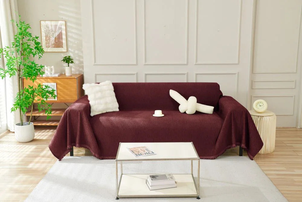 Sofa Throw - Elligate - Maroon - The Sofa Cover Crafter 
