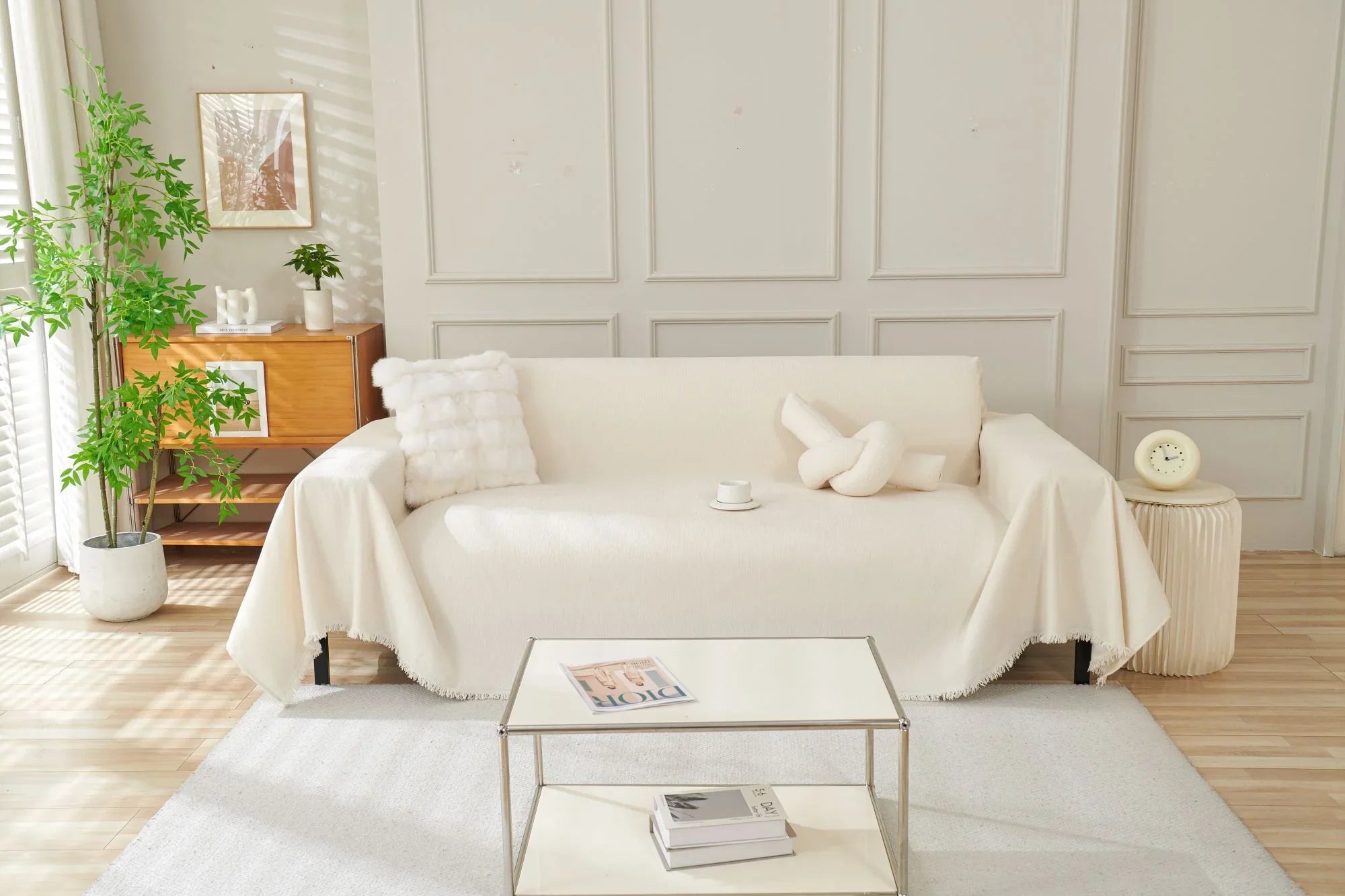 Sofa Throw - Elligate - Off white - The Sofa Cover Crafter 