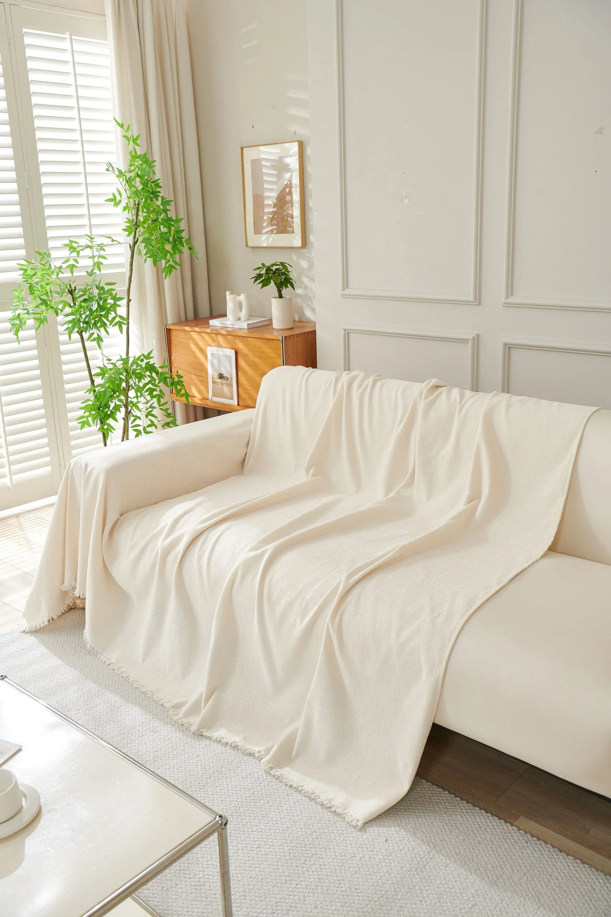 Sofa Throw - Elligate - Off white - The Sofa Cover Crafter 
