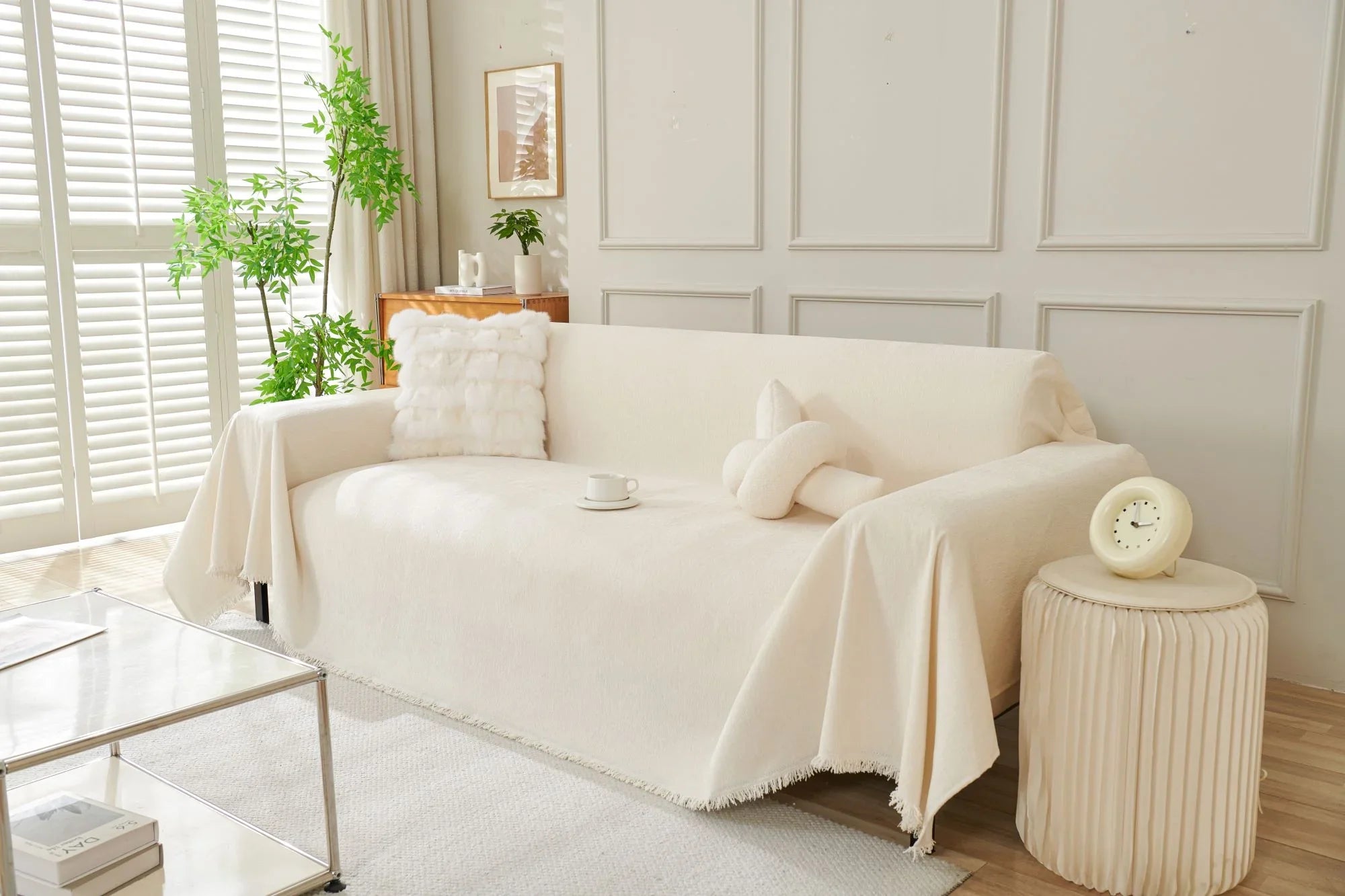 Sofa Throw - Elligate - Off white - The Sofa Cover Crafter 