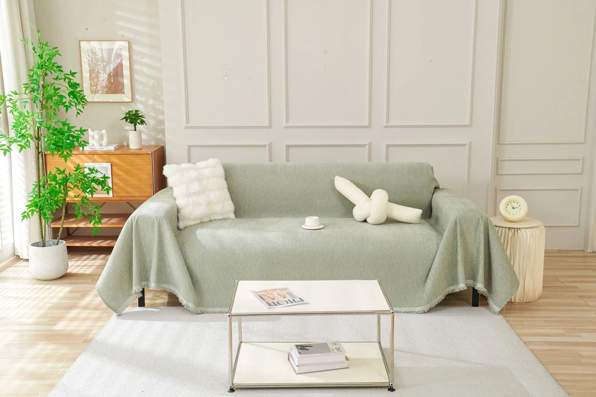 Sofa Throw - Elligate - Sage Green - The Sofa Cover Crafter 