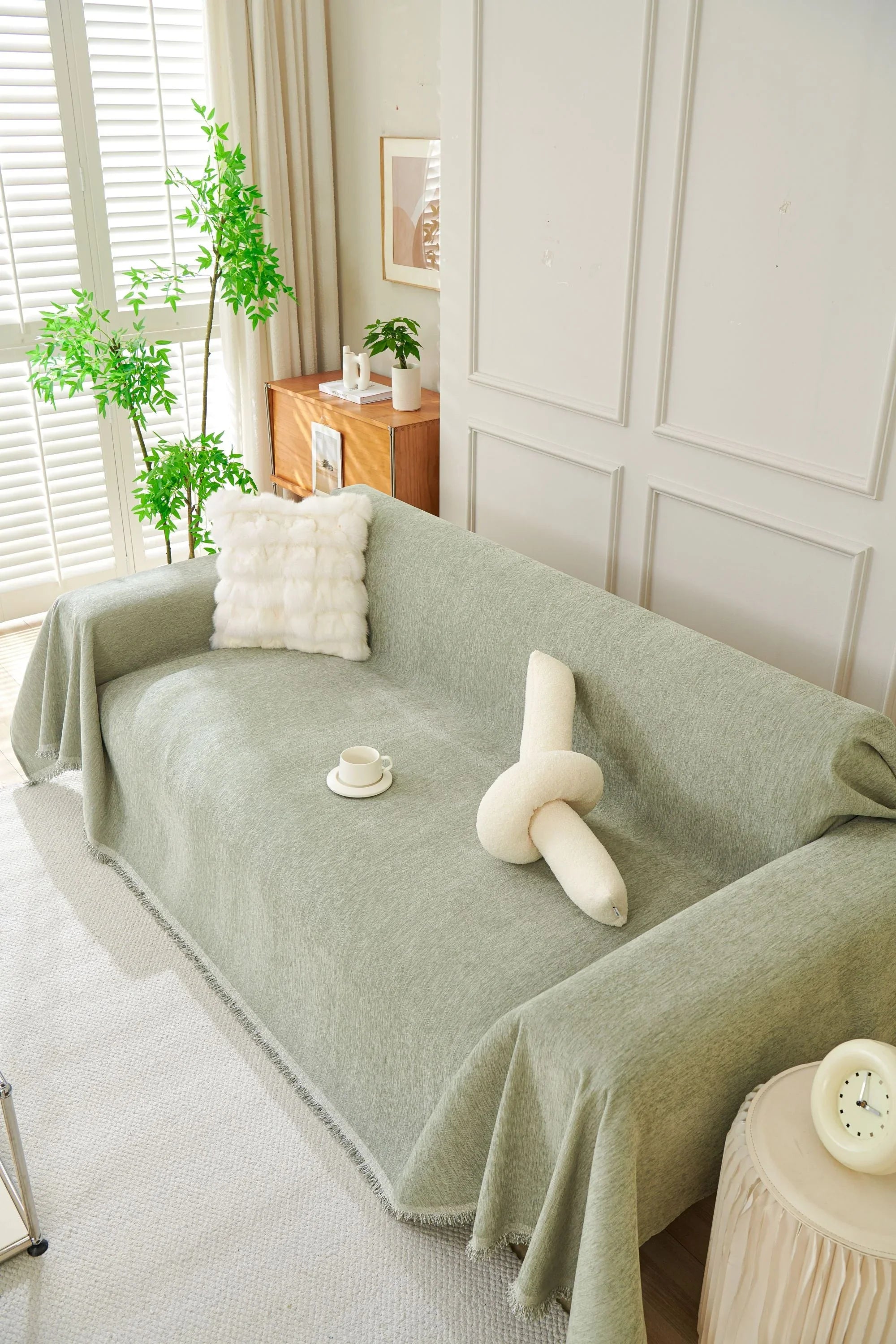 Sofa Throw - Elligate - Sage Green - The Sofa Cover Crafter 