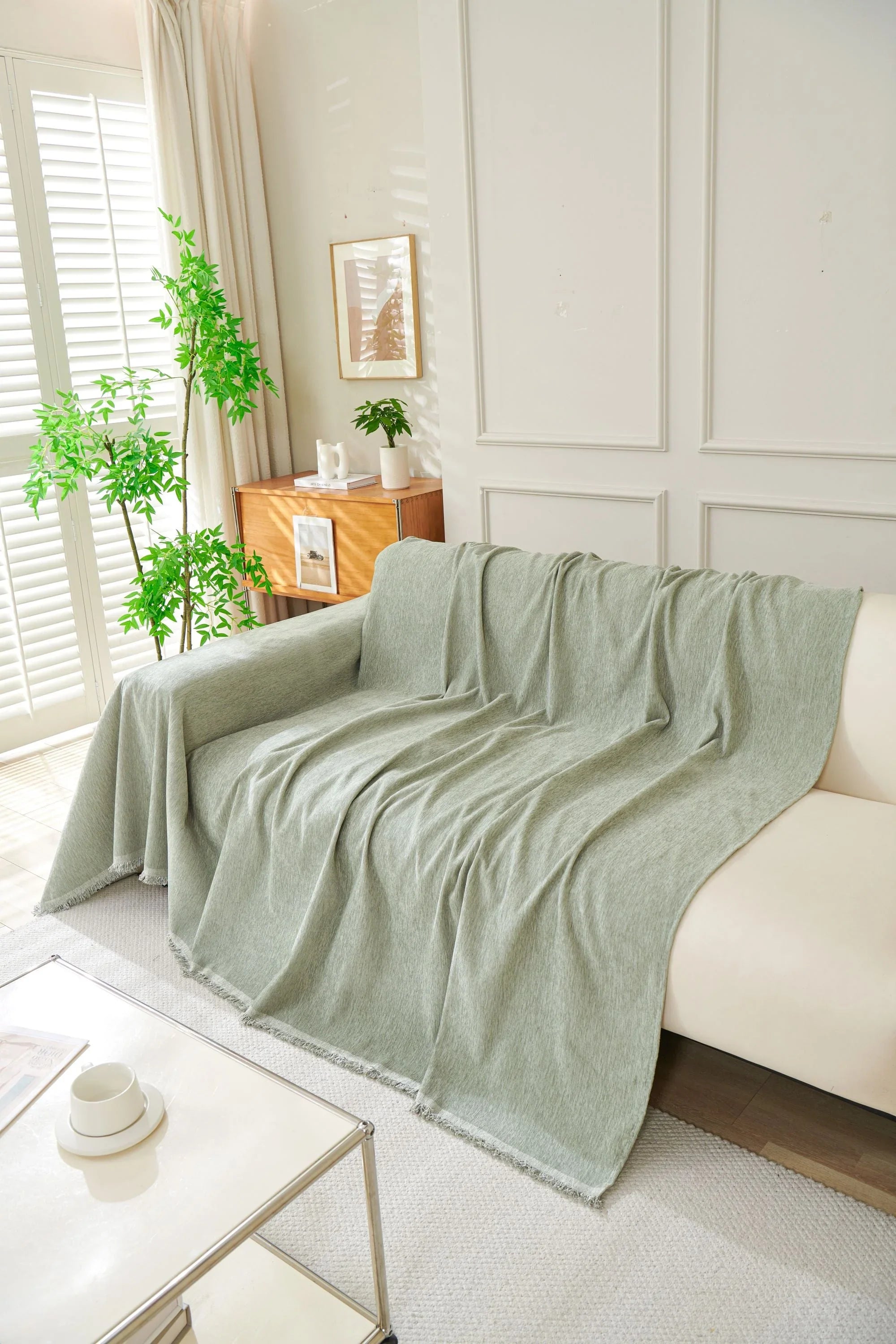 Sofa Throw - Elligate - Sage Green - The Sofa Cover Crafter 