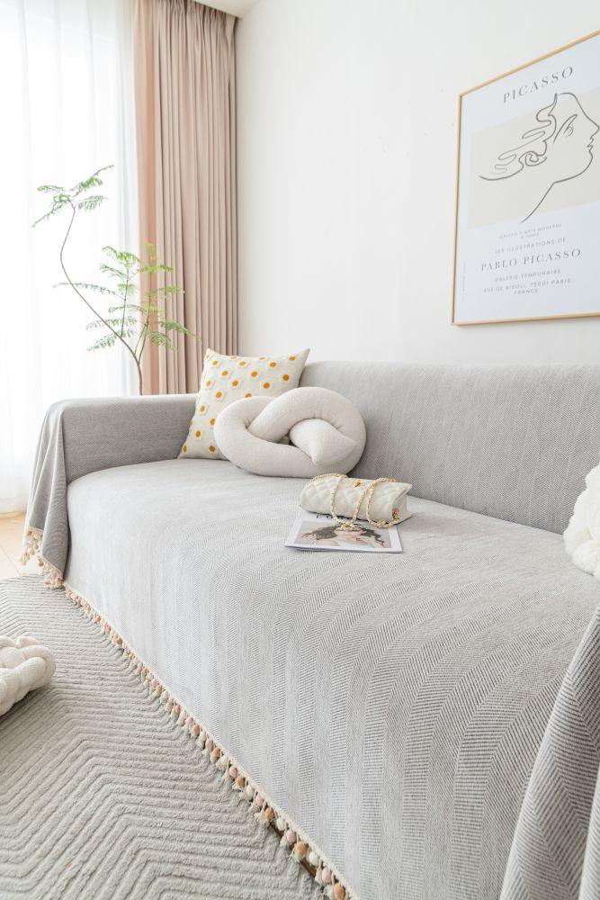 Sofa Throw - Herpome - Cloud Gray - The Sofa Cover Crafter 