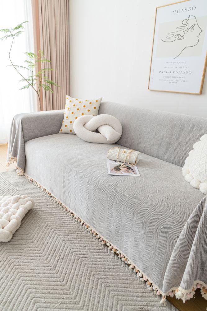 Sofa Throw - Herpome - Cloud Gray - The Sofa Cover Crafter 