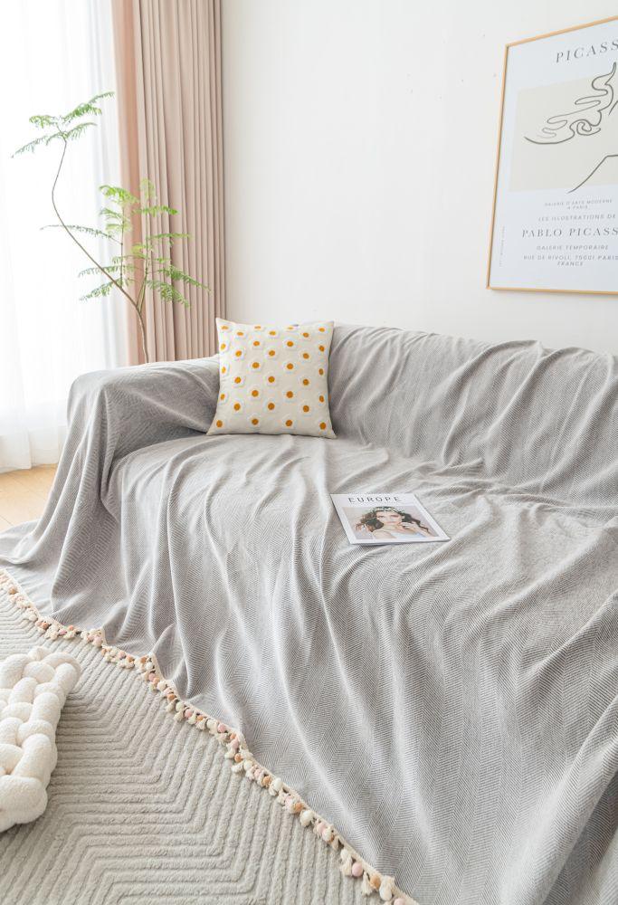 Sofa Throw - Herpome - Cloud Gray - The Sofa Cover Crafter 
