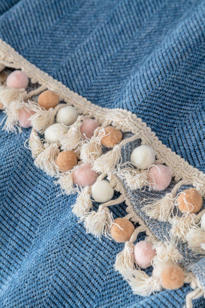 Sofa Throw - Herpome - Denim Blue - The Sofa Cover Crafter 