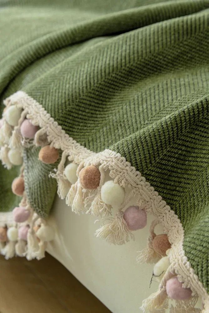 Sofa Throw - Herpome - Olive Green - The Sofa Cover Crafter 