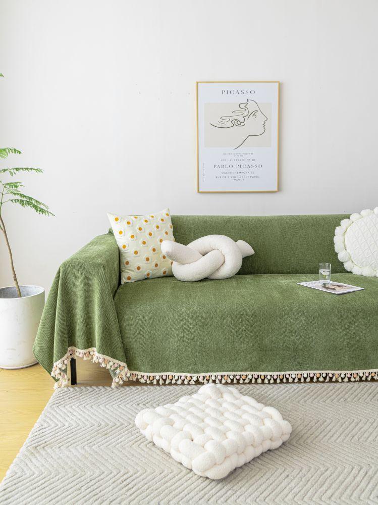 Sofa Throw - Herpome - Olive Green - The Sofa Cover Crafter 