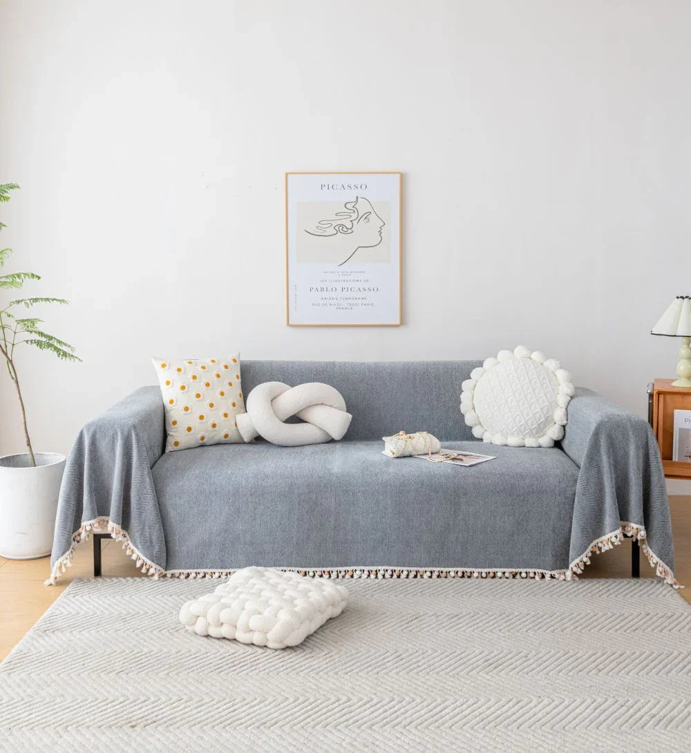 Sofa Throw - Herpome - Stone Gray - The Sofa Cover Crafter 