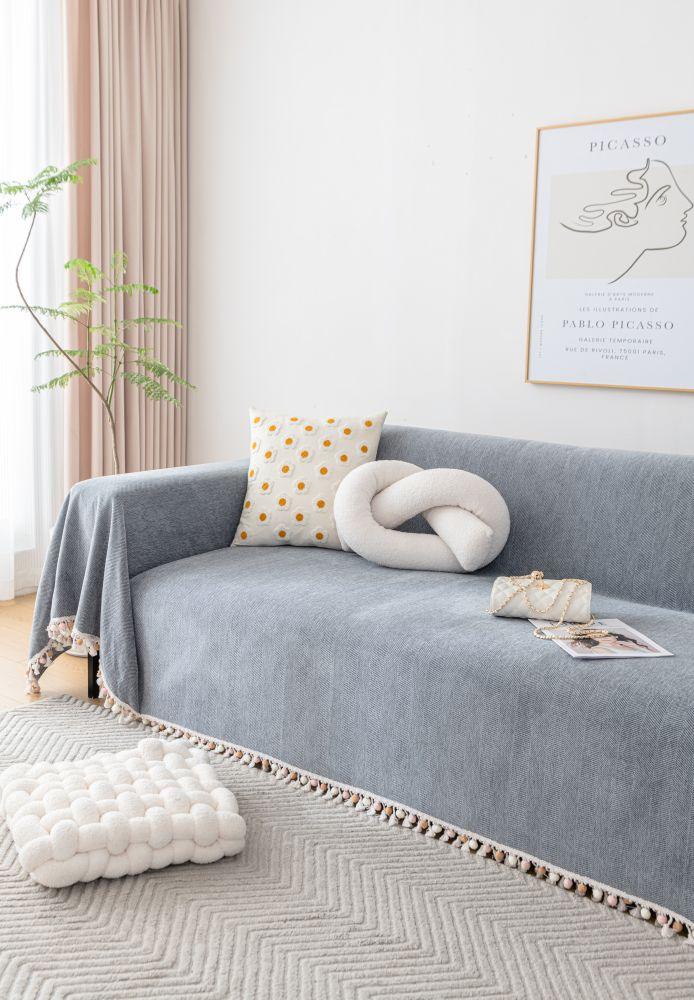 Sofa Throw - Herpome - Stone Gray - The Sofa Cover Crafter 