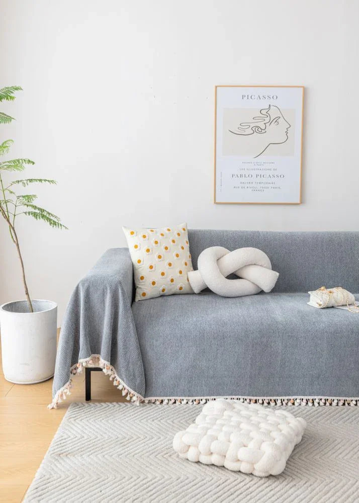 Sofa Throw - Herpome - Stone Gray - The Sofa Cover Crafter 