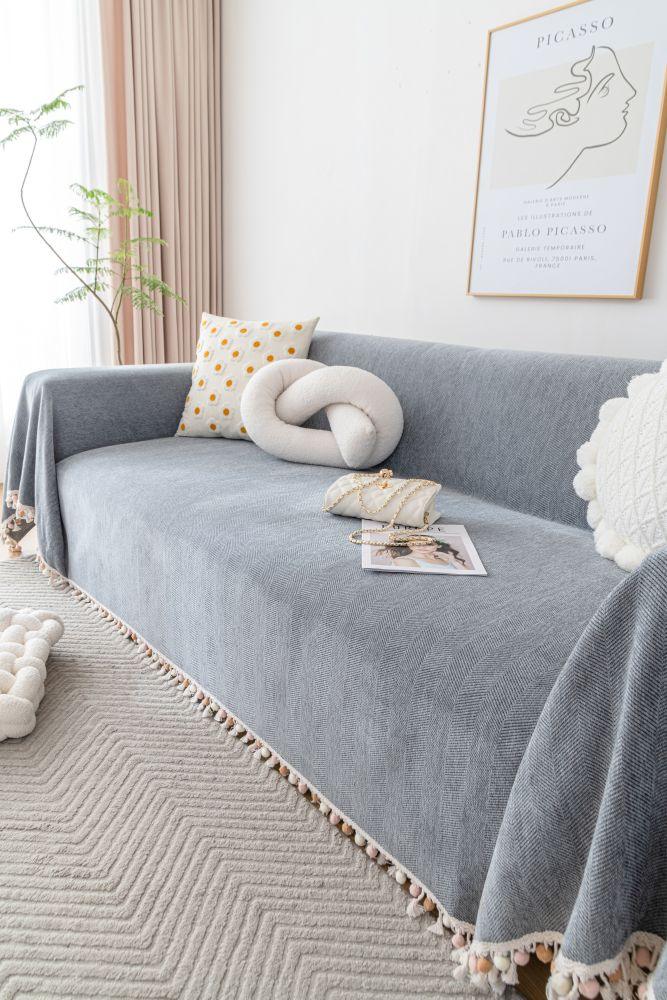 Sofa Throw - Herpome - Stone Gray - The Sofa Cover Crafter 