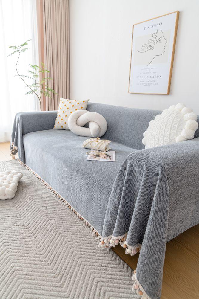Sofa Throw - Herpome - Stone Gray - The Sofa Cover Crafter 