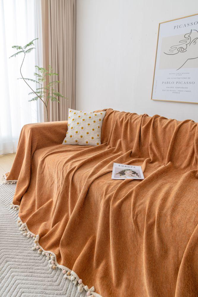 Sofa Throw - Herpome - Terracotta Orange - The Sofa Cover Crafter 