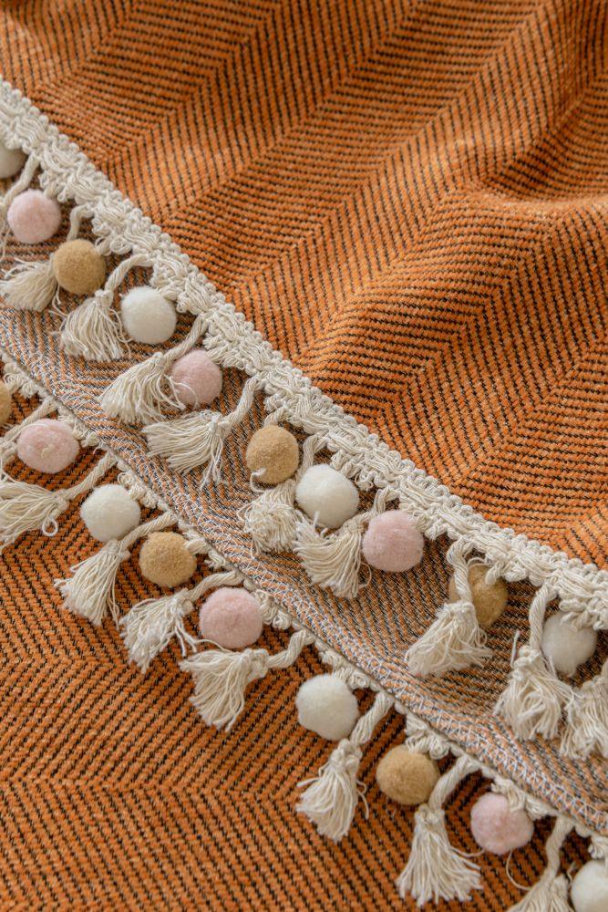 Sofa Throw - Herpome - Terracotta Orange - The Sofa Cover Crafter 
