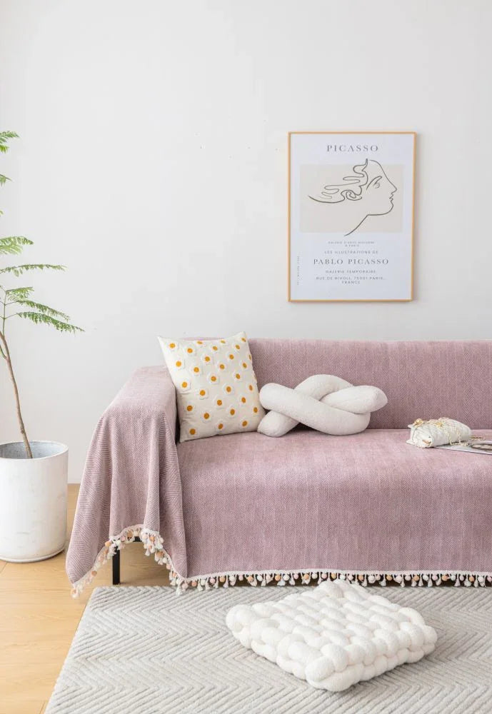 Sofa Throw - Herpome - Vintage Pink - The Sofa Cover Crafter 