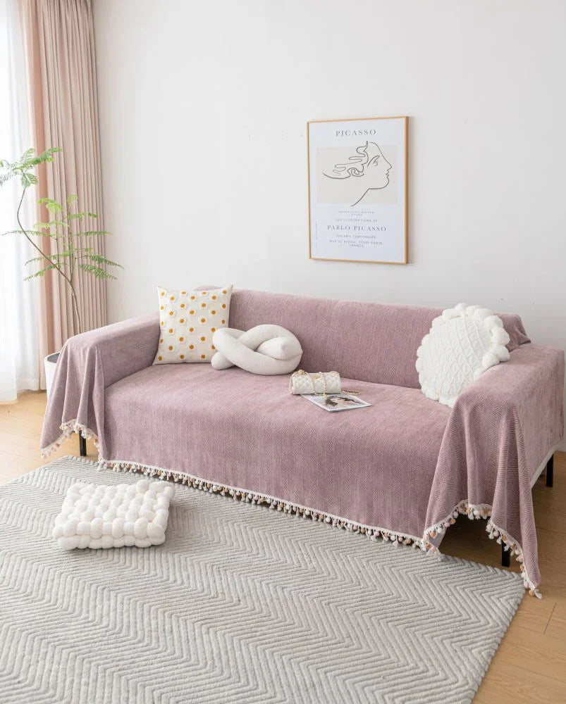 Sofa Throw - Herpome - Vintage Pink - The Sofa Cover Crafter 
