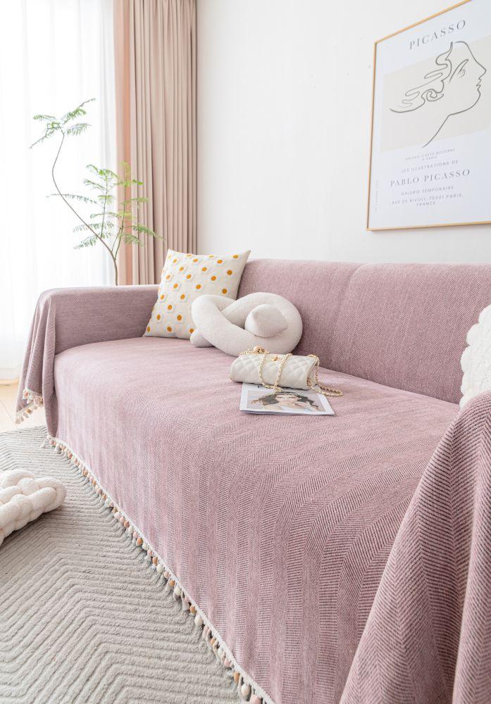 Sofa Throw - Herpome - Vintage Pink - The Sofa Cover Crafter 