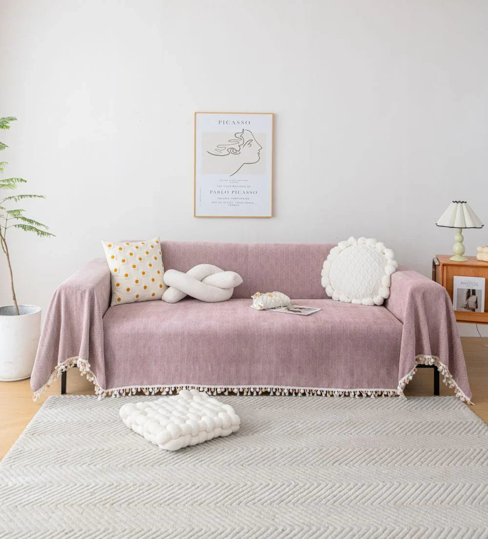 Sofa Throw - Herpome - Vintage Pink - The Sofa Cover Crafter 