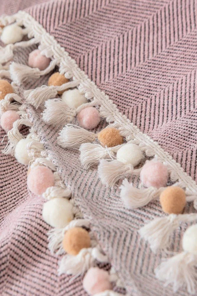 Sofa Throw - Herpome - Vintage Pink - The Sofa Cover Crafter 
