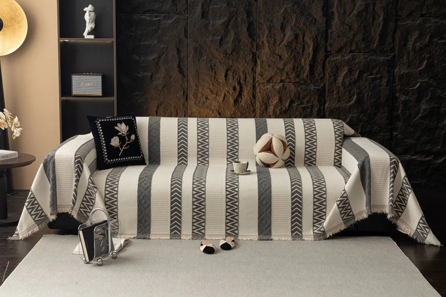 Sofa Throw - Klint - Charcoal Grey - The Sofa Cover Crafter 